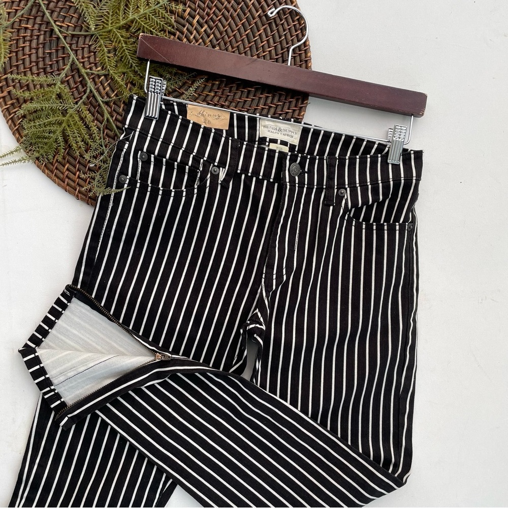 NWT Denim & Supply Ralph Lauren Womens Jeans Denim Black White Striped Size 28